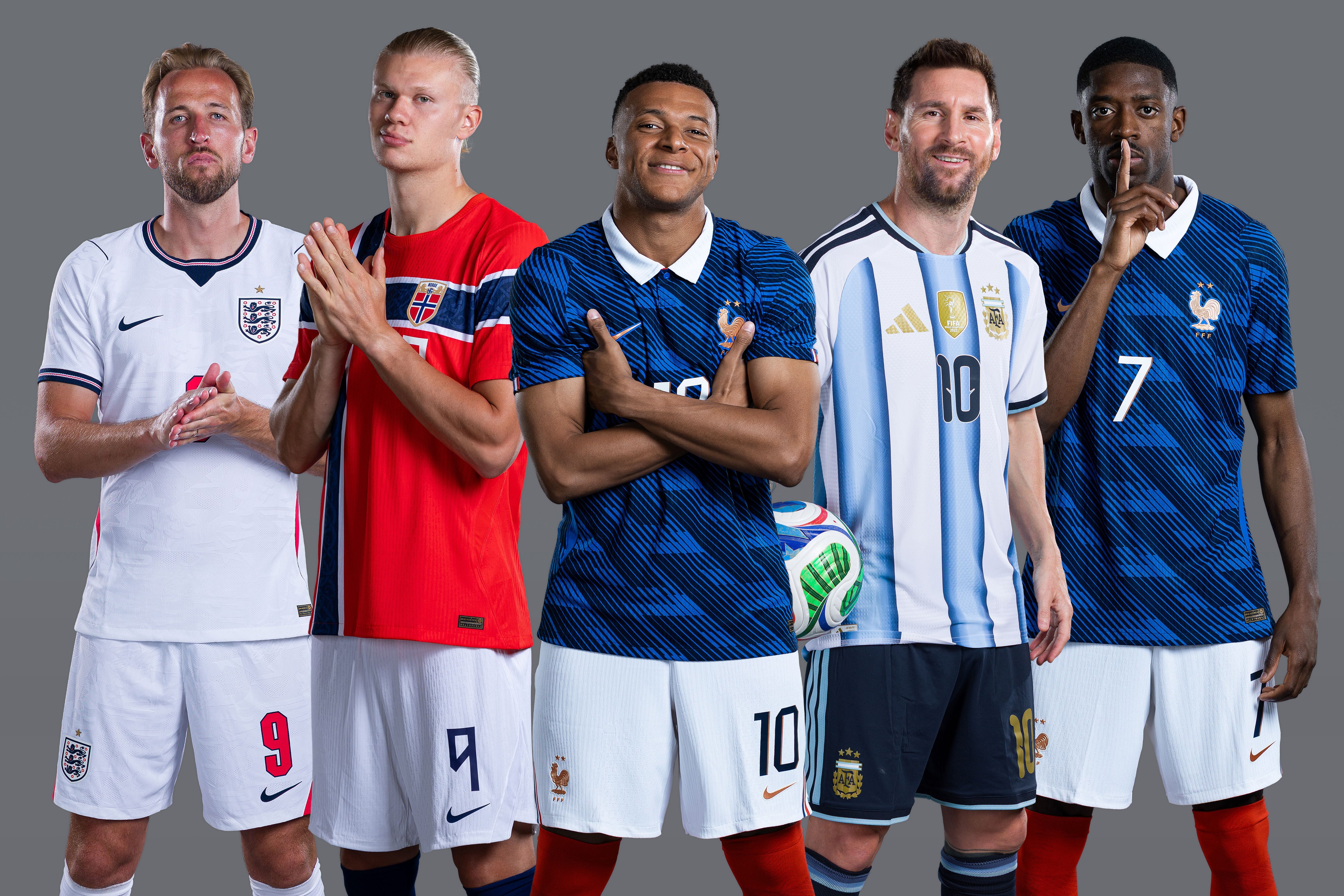 Kane, Haaland, Mbappé, Messi &amp; Dembele sind im Rennen.