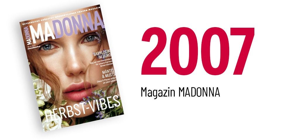 Titelblatt des Magazins MADONNA mit Porträt einer Frau und der Jahreszahl 2007 daneben.