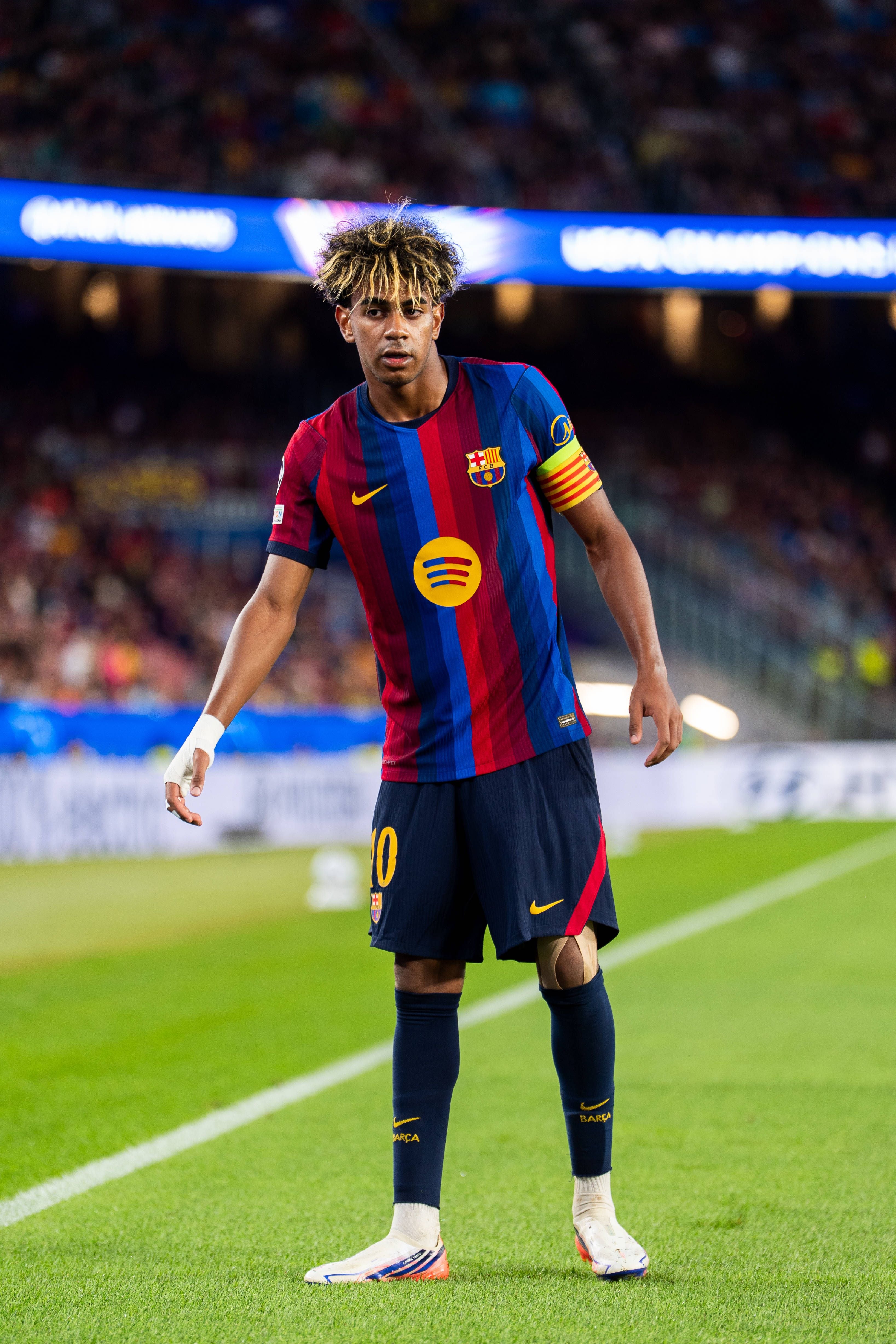 Spain-Football-UEFA Champions League FC Barcelona, Barca v Feyenoord in Barcelona, Spain. FC Barcelona player Lamine Yamal 10 during UEFA Champions League match between FC Barcelona and Feyenoord in Spotify Camp Nou Stadium, Barcelona, Spain, on September 9, 2026. Barcelona Spotify Camp Nou Stadium Barcelona Spain