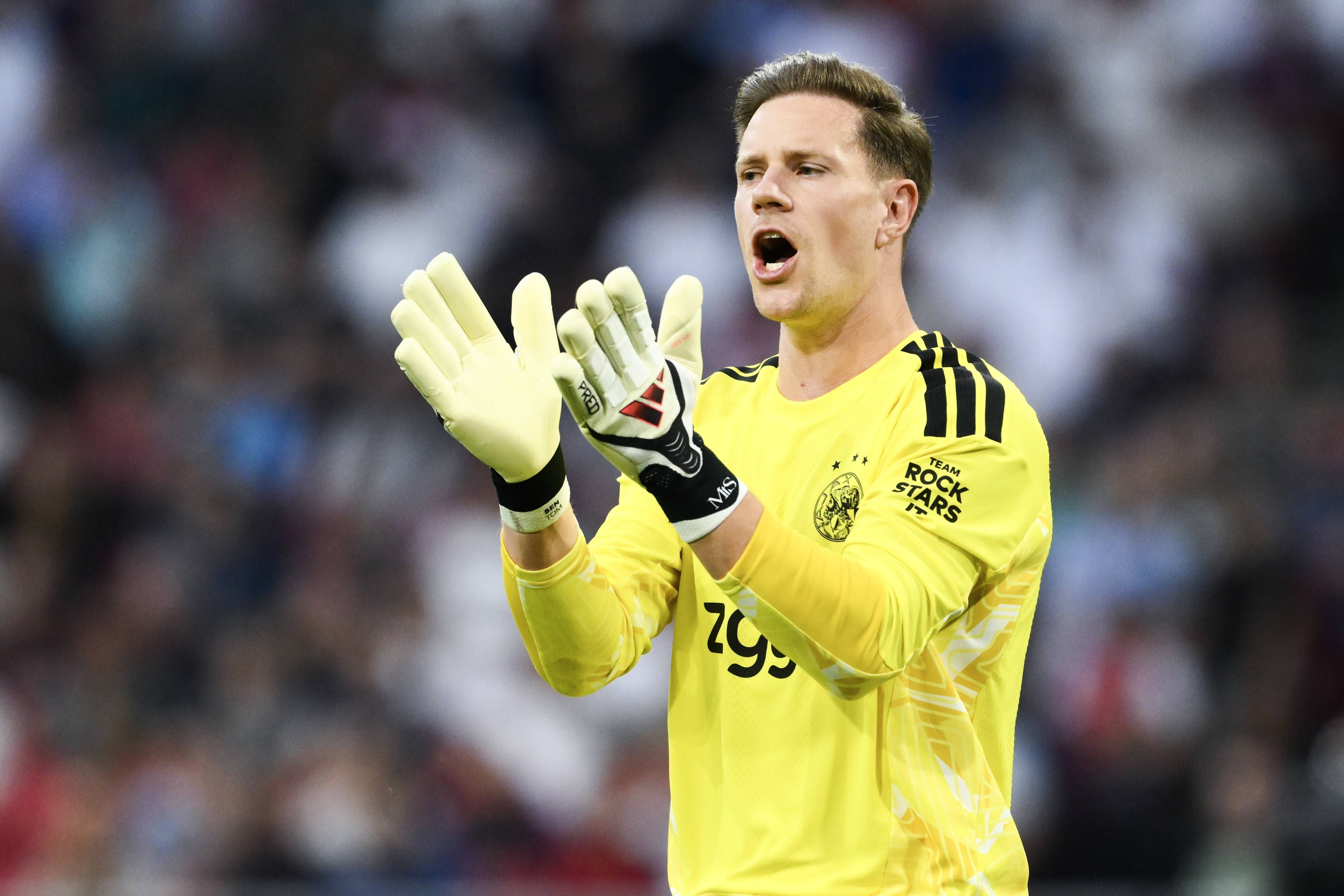 AMSTERDAM - Ajax goalkeeper Marc-AndrÃ ter Stegen reacts after the 1-1 draw during the UEFA Conference League match between AFC Ajax and Sion at the Johan Cruijff ArenA on August 27, 2026 in Amsterdam, the Netherlands. OLAF KRAAK / ANP xVIxANPxSportx/xxANPxIVx 566384488 originalFilename: 566384488.jpg