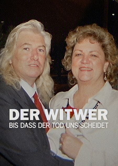 Ein Mann und eine Frau posieren zusammen, darüber steht der Text "DER WITWER".