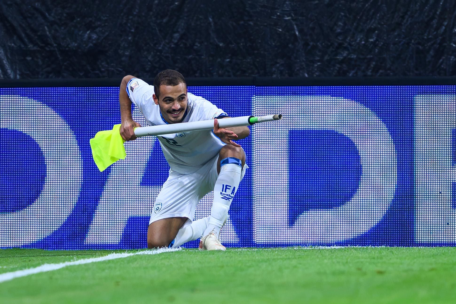 LINZ,AUSTRIA,24.SEP.26 - SOCCER - UEFA Nations League, group stage, OEFB international match, Austria vs Israel. Image shows the rejoicing of Saied Abu Farchi (ISR). Photo: GEPA pictures/ Christian Moser
