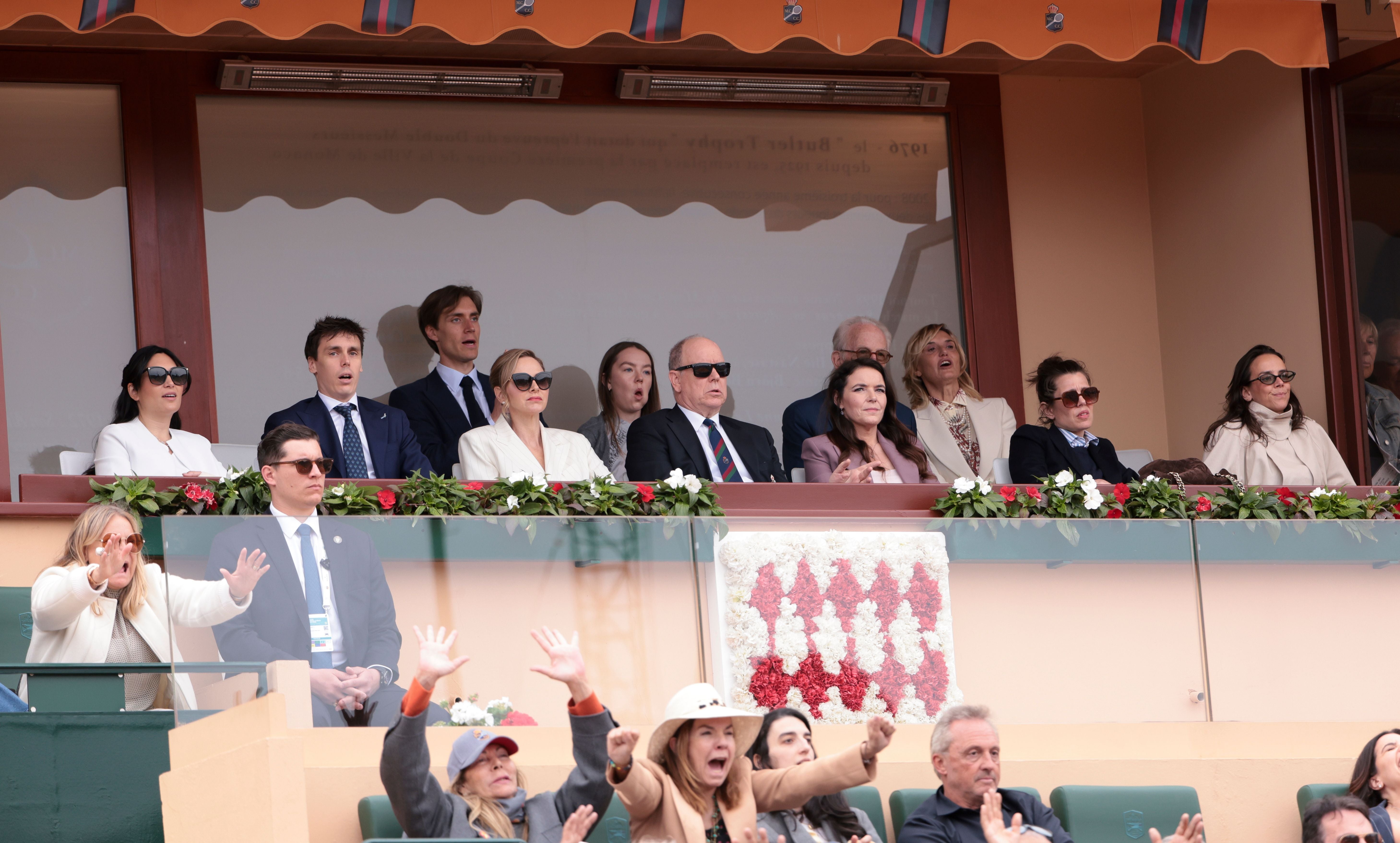 Marie Ducruet and Louis Ducruet, Princess Charlene of Monaco and Prince Albert II of Monaco, Melanie-Antoinette de Massy, Charlotte Casiraghi, Pauline Ducruet, behind Princess Alexandra of Hanover and Ben-Sylvester Strautmann