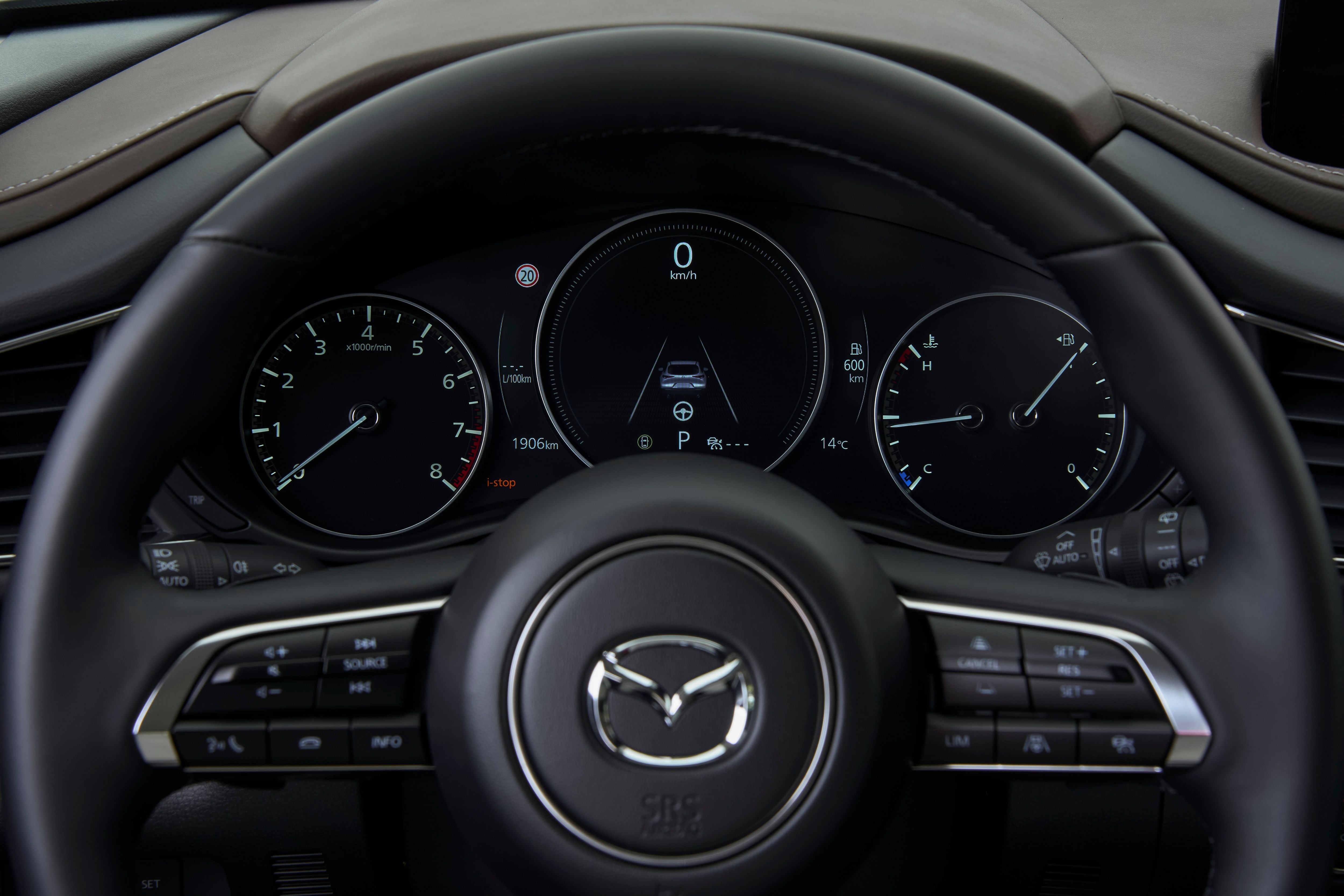 Digitales Info-Instrument, reichlich Steuerungs-Tasten auf dem Volant.