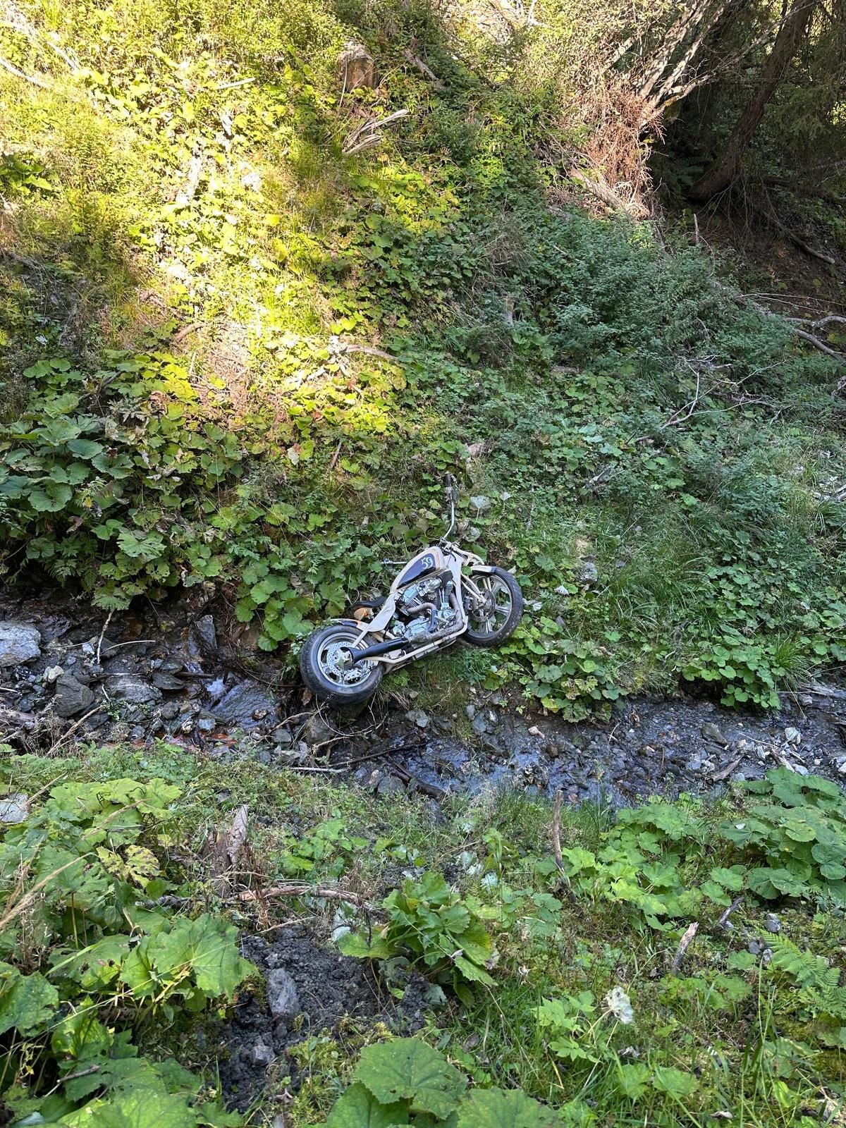 Motorrad stürzte rund 60 Meter in eine Schluch