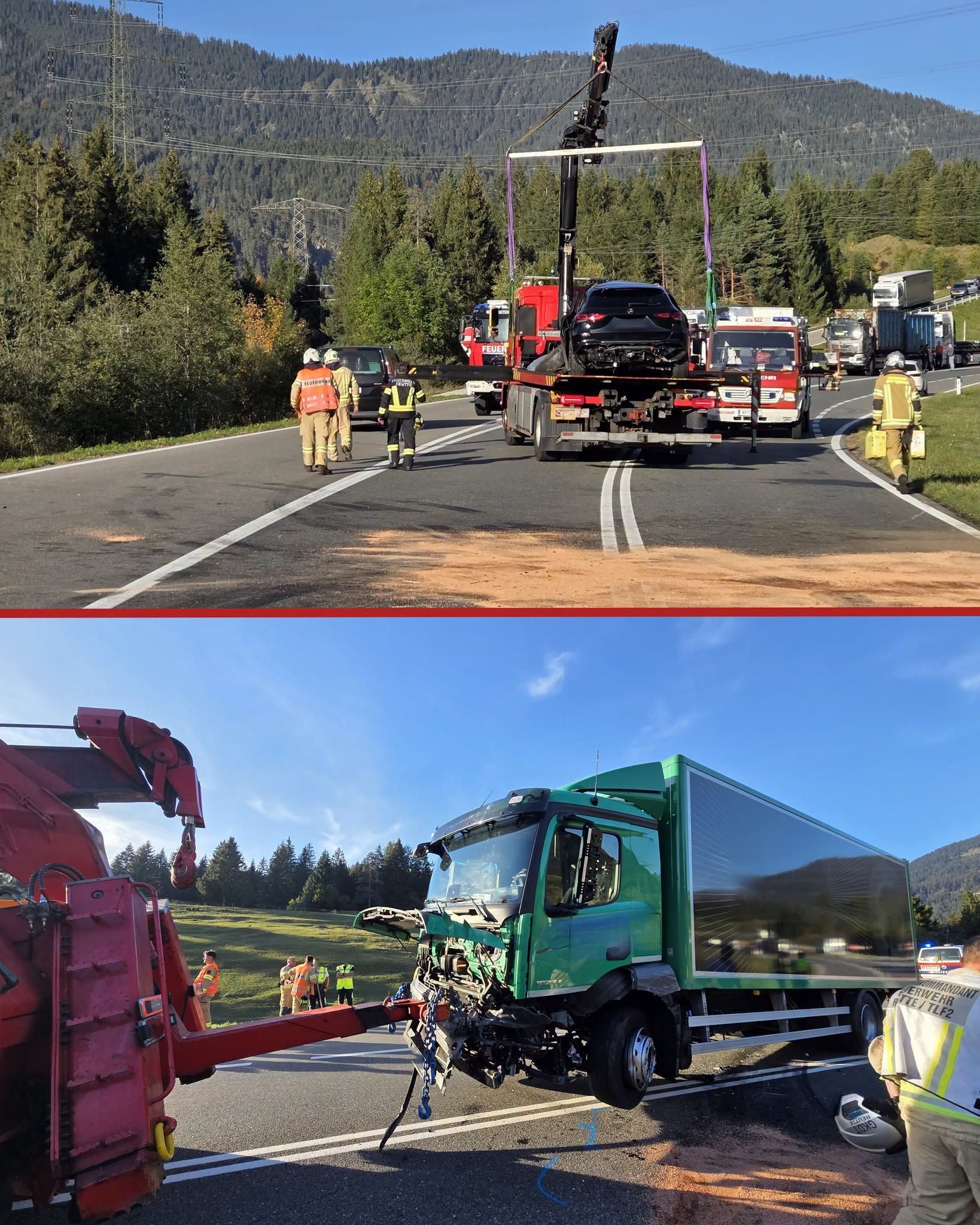 Der Großeinsatz der Feuerwehr Reutte am Dienstagnachmittag.