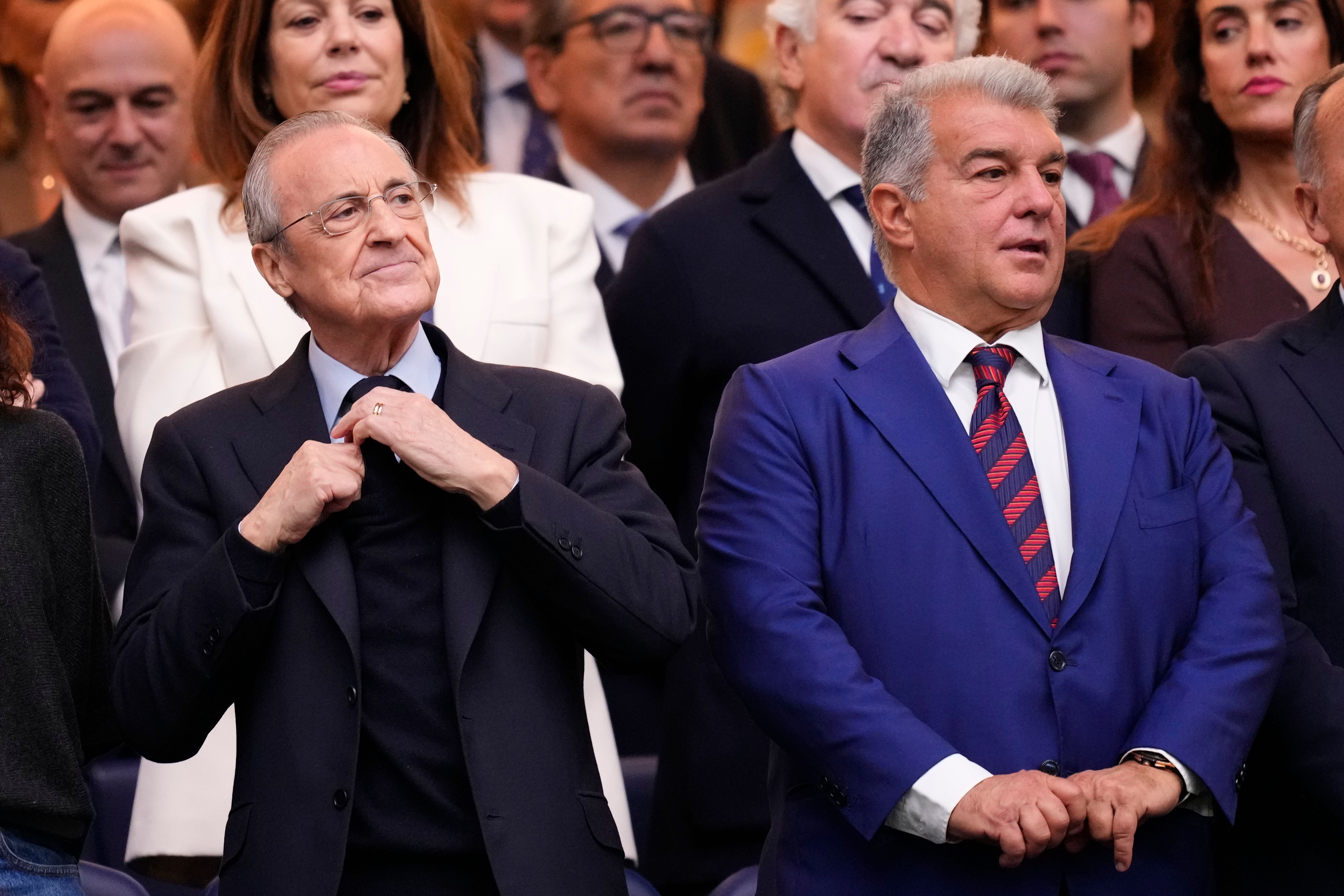 Real-Präsident Florentino Pérez mit Barca-Boss Joan Laporta (r.).