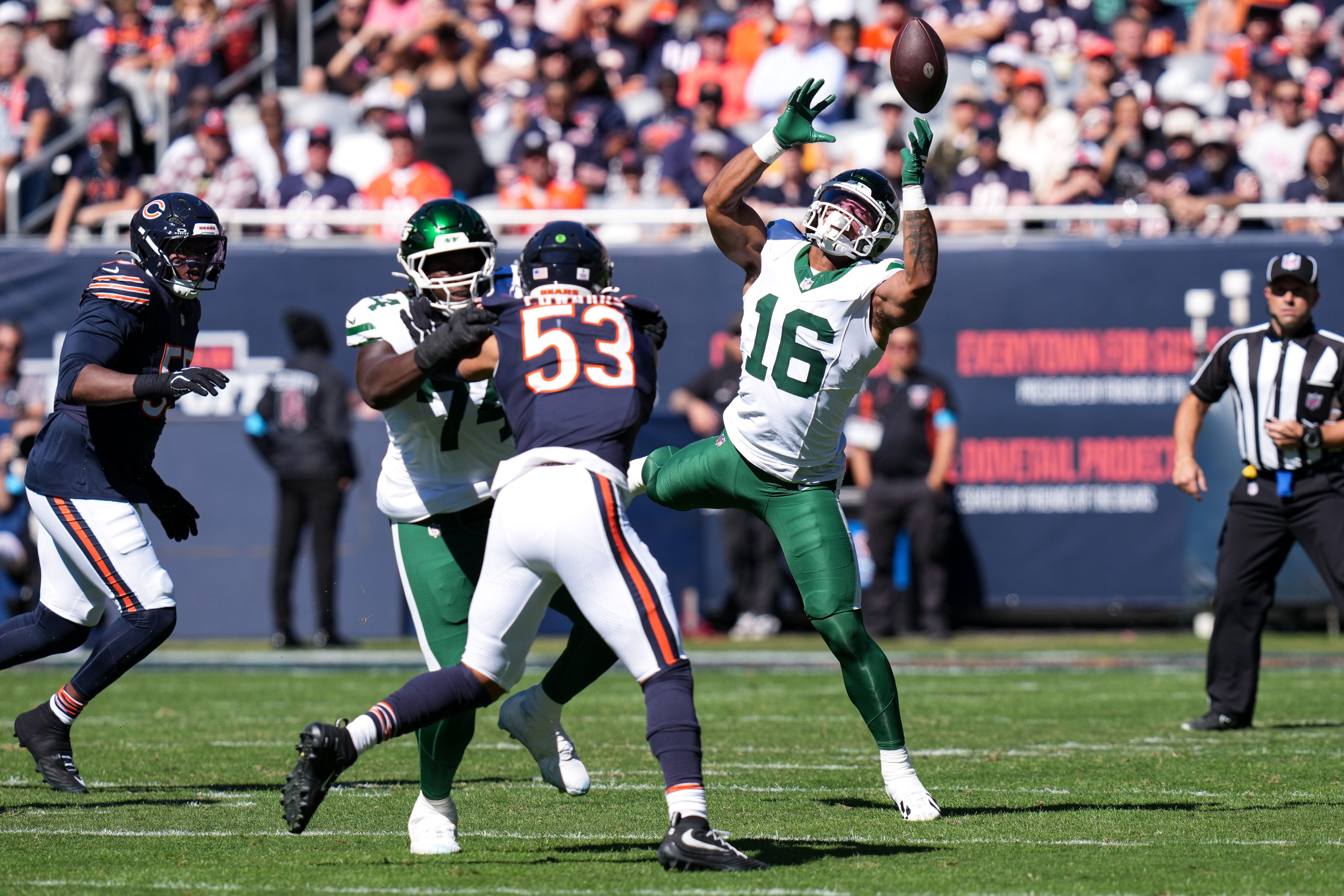 Die New York Jets feiern eine Interception in der NFL.
