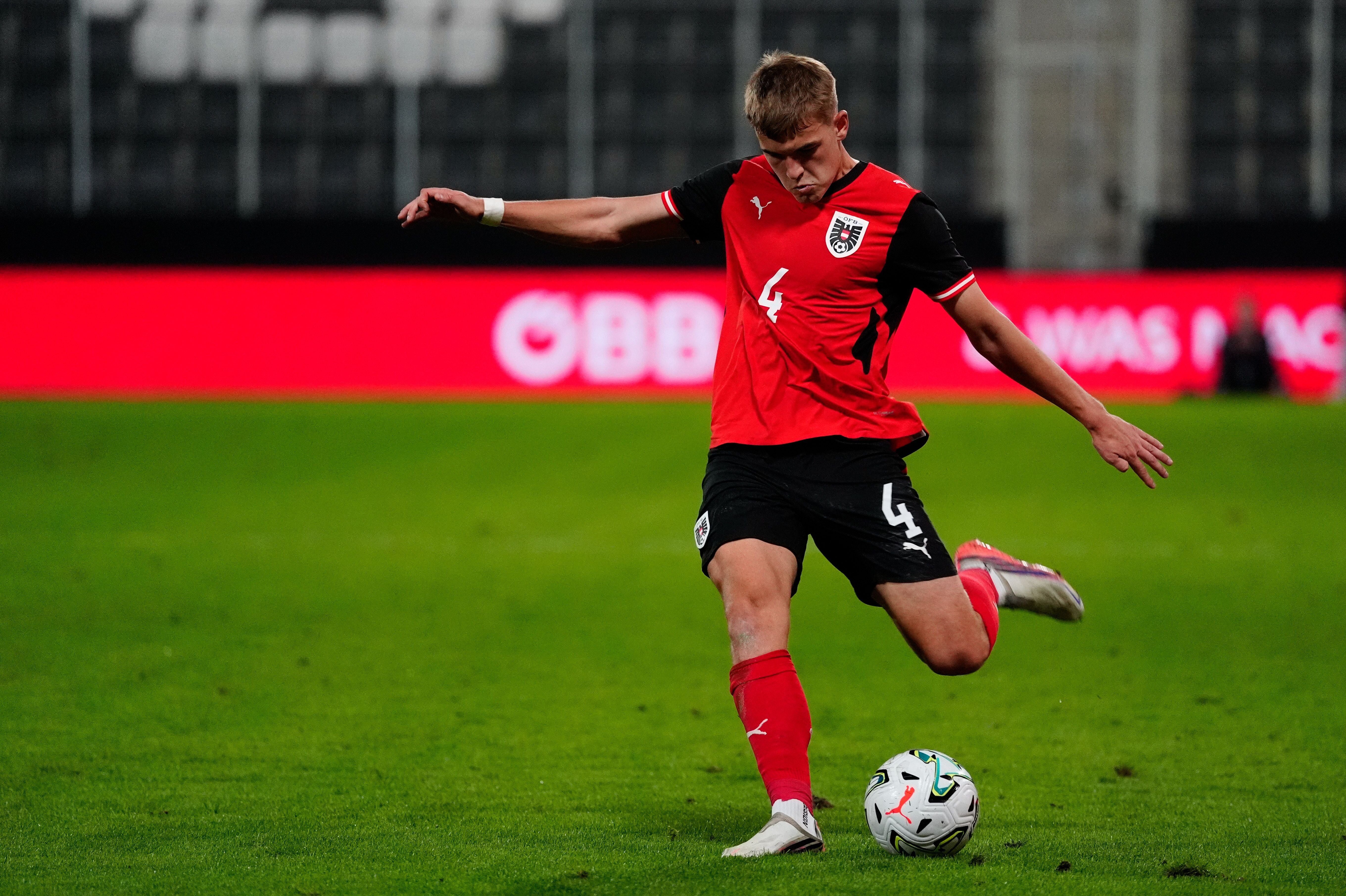 VIENNA,AUSTRIA,02.OCT.26 - SOCCER - UEFA European Under-21 Championship 2027, qualifiers, OEFB Under-21 international match, Austria vs Denmark. Image shows David Puczka (AUT). Photo: GEPA pictures/ Kevin Kada