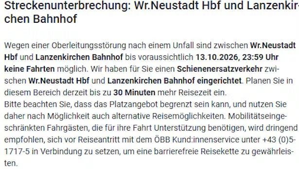Aufforderung, alternative Reisemöglichkeiten zu benutzen.
