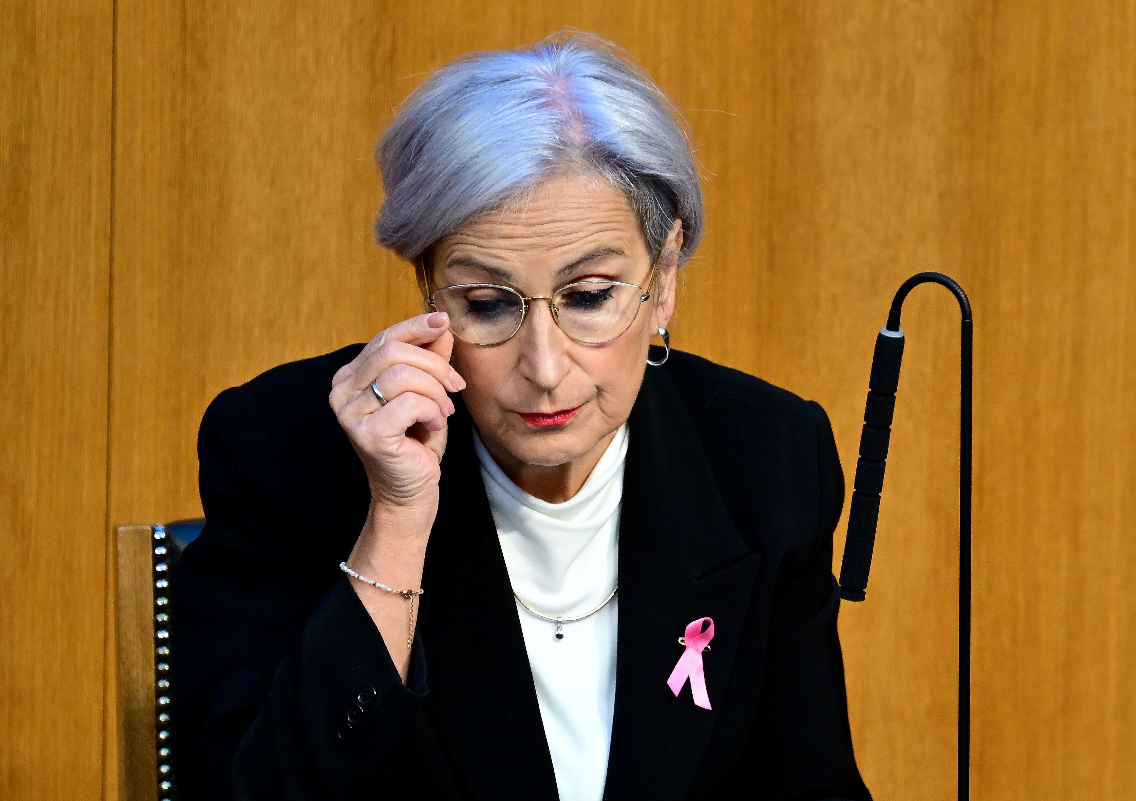 Justizministerin Anna Sporrer (SPÖ) im Rahmen einer Sitzung des Nationalrates am Mittwoch, 14. Oktober 2026, im Parlament in Wien.