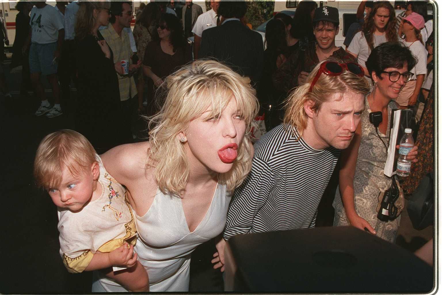 Courtney Love und Kurt Cobain mit Tochter Frances Bean.